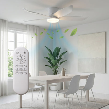 Ventilateur de Plafond CALYRO 107cm avec Éclairage LED 30W Puissant Grand Ventilateur Silencieux 34dB pour Salon Salle à Manger Chambre Moteur DC 30W Basse Consommation Réversible Mode Été Hiver avec Télécommande Plafonnier Moderne 2100 Lumens Blanc