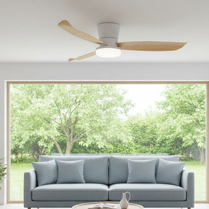 Ventilateur de Plafond BOREAL 107cm avec Éclairage LED 30W Intégré Grand Ventilateur Silencieux 58dB pour Salon Chambre Salle à Manger Moteur DC 30W Basse Consommation Réversible Mode Été Hiver avec Télécommande 2100 Lumens Blanc et Bois