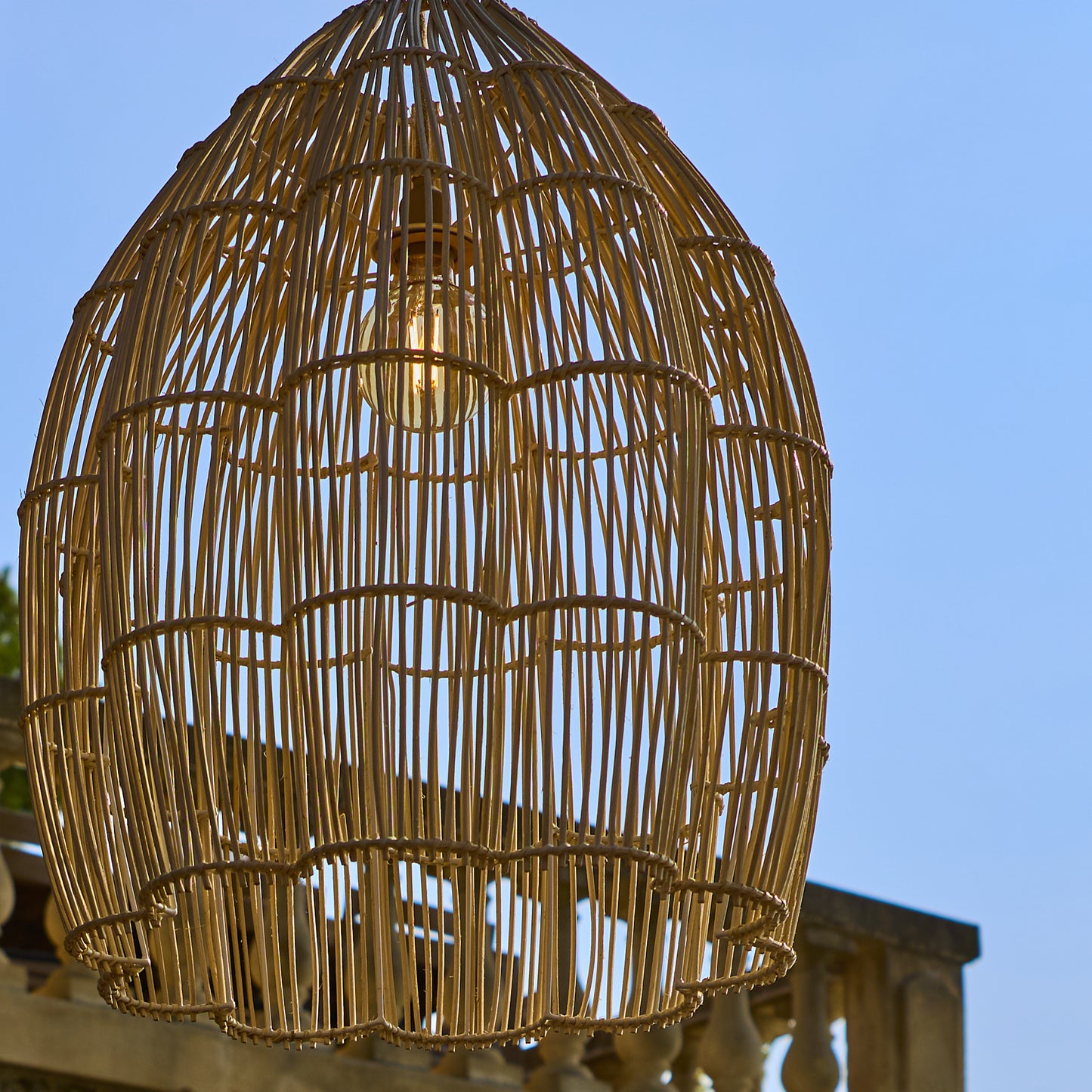 Suspension sur secteur pour l'extérieur AVILA OUTDOOR CABLE en rotin naturel style bohème 5m de longueur de câble