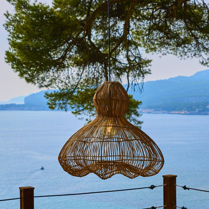 Abat jour naturel RONDA en rotin style bohème H53cm pour monture électrique E27