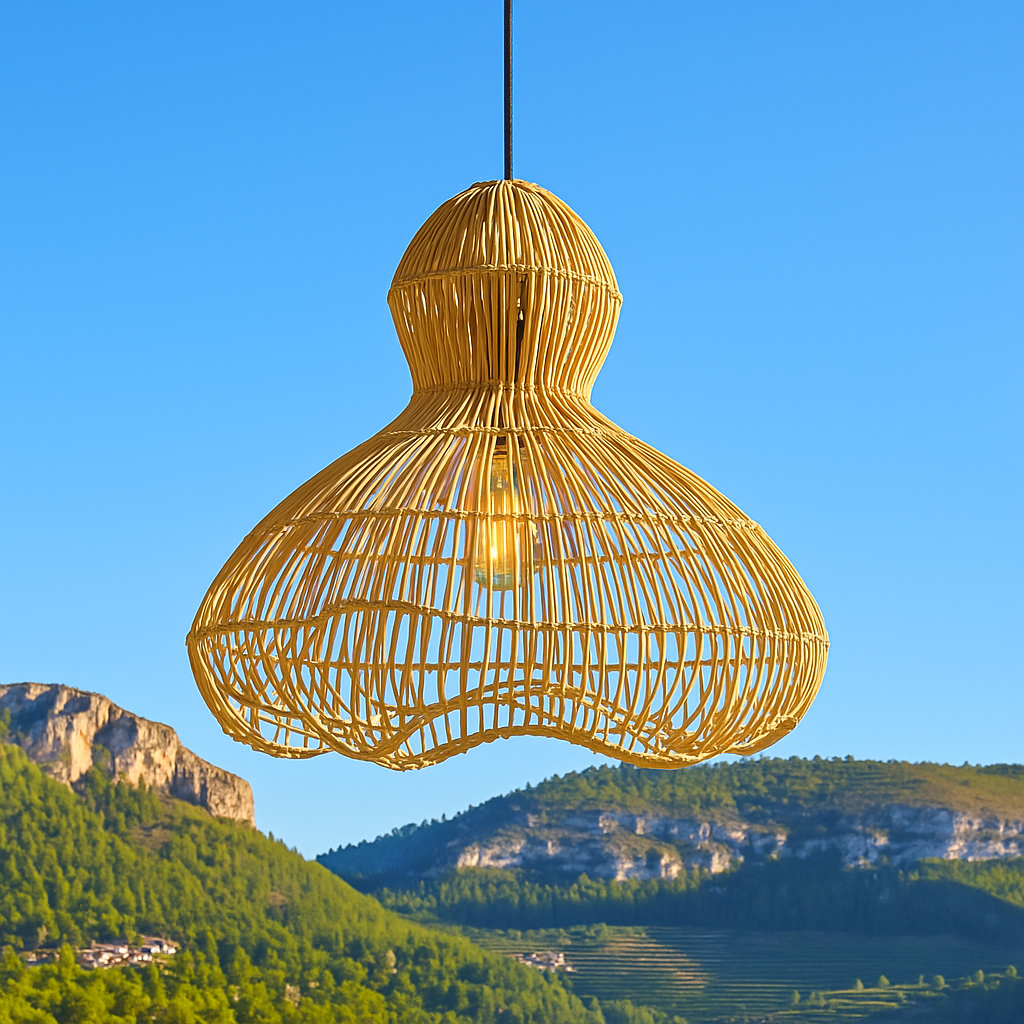 Abat jour naturel RONDA en rotin style bohème H53cm pour monture électrique E27