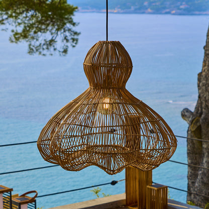 Suspension sur secteur pour l'extérieur RONDA OUTDOOR CABLE en rotin naturel style bohème 5m de longueur de câble