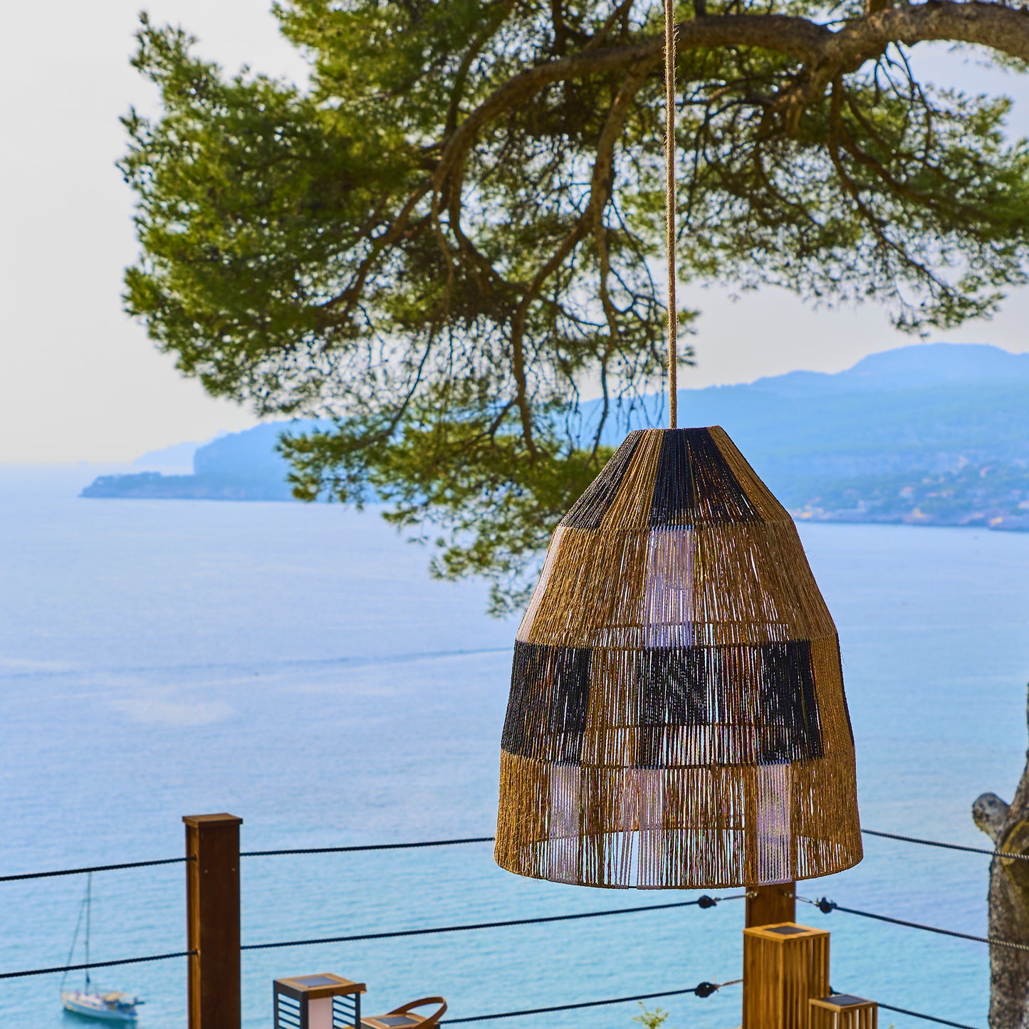 Suspension sur secteur pour l'extérieur ZAHARA OUTDOOR CABLE en corde naturelle style bohème 5m de longueur de câble