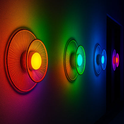 Applique murale extérieur en jute sans fil DALIA avec ampoule nomade rechargeable RGB MINI LYS D30 cm