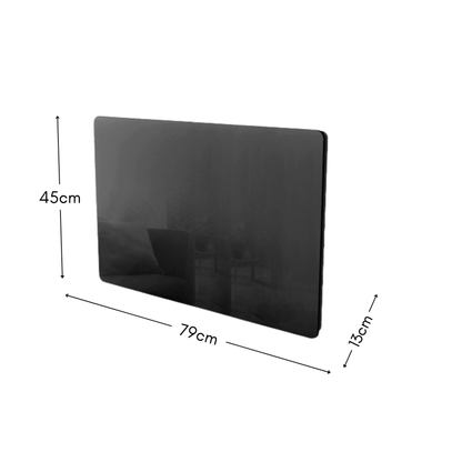 Radiateur électrique noir à inertie sèche bloc CERAMIQUE + facade VERRE écran LCD 1500W GLASS Norme NF