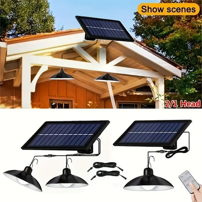 Double suspensions solaires abat-jour métal noir LED blanc froid 2x WAREN D18cm