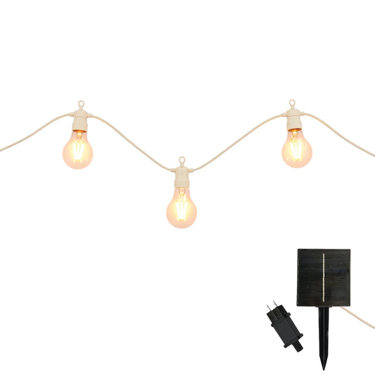Guirlande lumineuse extérieur beige 10 globes transparents raccordable LED blanc chaud PARTY MAX CLEAR HYBRID CREAM 8m solaire et sur secteur
