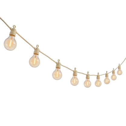 Guirlande lumineuse extérieur beige 10 globes transparents raccordable LED blanc chaud PARTY MAX CLEAR HYBRID CREAM 8m solaire et sur secteur