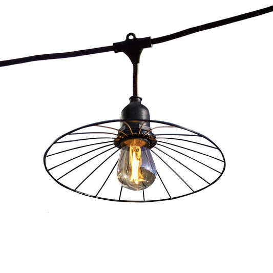 Guirlande lumineuse extérieur avec abat-jour en acier effet cage 10 ampoules à filament douille E27 LED blanc chaud CHIC CAGE LIGHT 6m