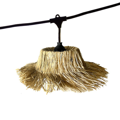 Guirlande lumineuse extérieure raccordable 10.2m avec 14 ampoules LED filament E27 blanc chaud TAHITI LIGHT Abat-jour en paille bohème