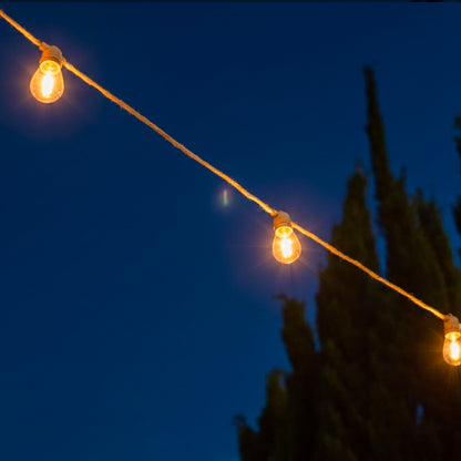 Guirlande lumineuse solaire et sur secteur raccordable en corde 20 ampoules transparentes LED blanc chaud FANTASY CORD SOLAR 13m