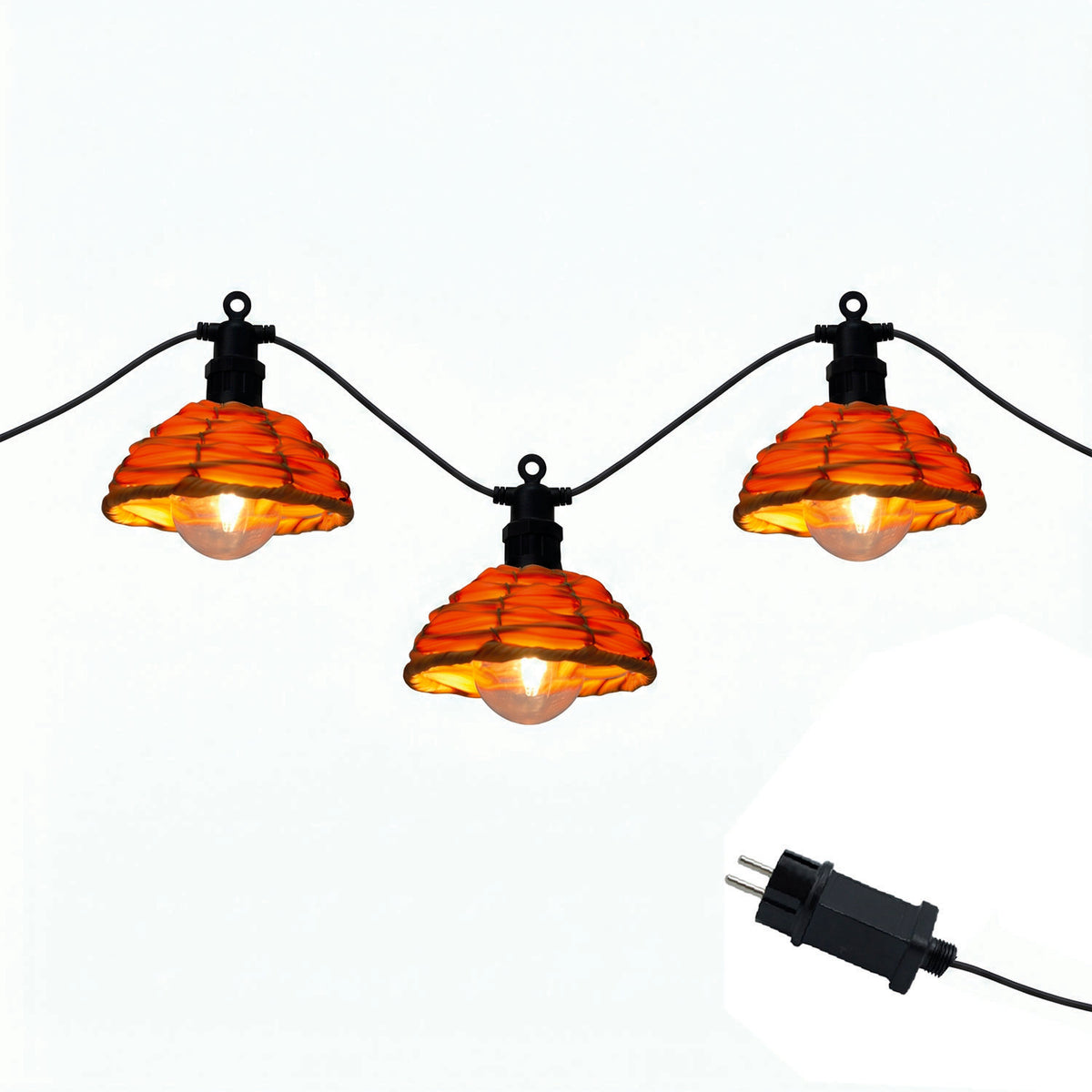 Guirlande lumineuse extérieur 10 globes transparents abat jour en polyrotin LED blanc chaud COTTAGE 5.70m