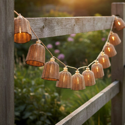 Lot de 2 guirlandes lumineuses solaires et sur secteur raccordables 20 abat-jour style bohème LED blanc chaud 2x FORMENTERA BIG HYBRID 13m