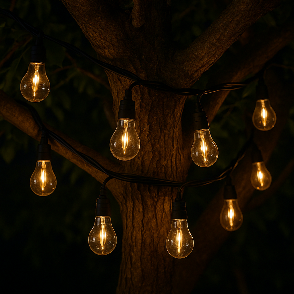 Guirlande lumineuse extérieur 10 globes transparents raccordable LED blanc chaud PARTY CLEAR HYBRID 7.50m solaire et sur secteur