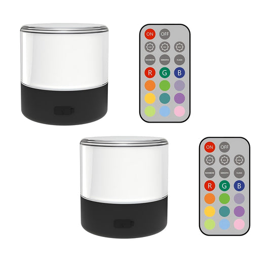 Lot de 2 lampes de table décoratives rechargeables LED blanc et RGB avec télécommande 2x BOLO H10cm