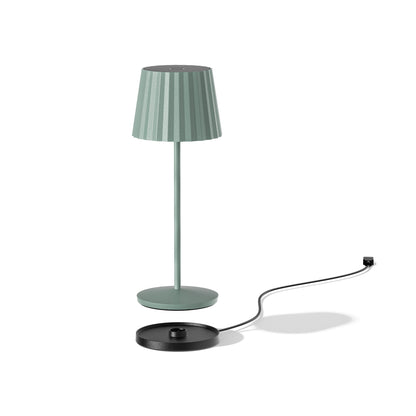 Lampe de table touch sans fil en aluminium vert LED ABBY OLIVE blanc dimmable H29cm