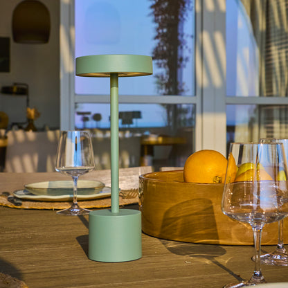 Lampe de table sans fil touch en aluminium vert olive mat LED ROBY OLIVE H30cm