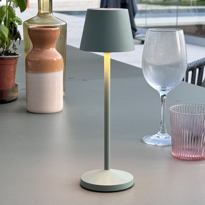 Lampe de table sans fil LED blanc chaud dimmable EMILY H25cm, Vert olive