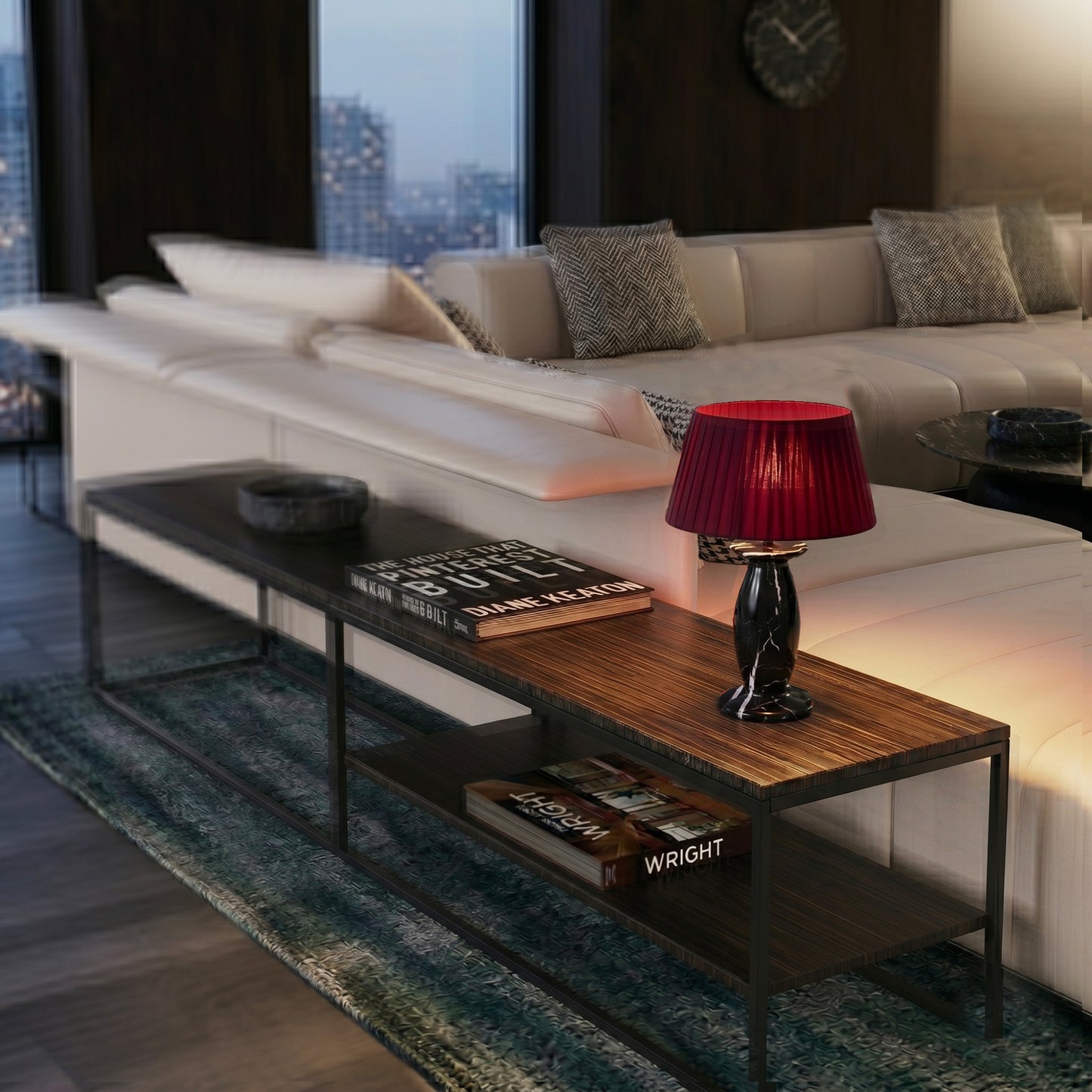 Lampe de table d'intérieur en marbre noir avec ampoule LED rechargeable blanc chaud dimmable PING BLACK MARBLE H32,5 cm