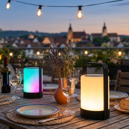 Lampe enceinte bluetooth sans fil LED blanc/multicolore dimmable NINA PLAY H22cm avec télécommande