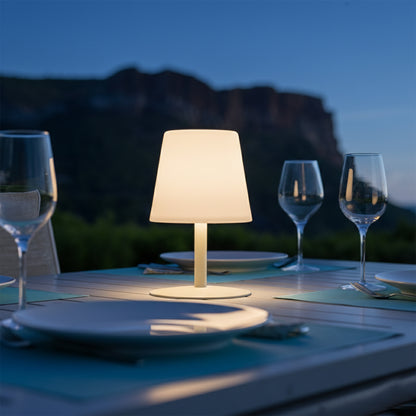 Lampe de table sans fil pied en acier crème LED blanc chaud/blanc dimmable STANDY MINI Cream H25cm