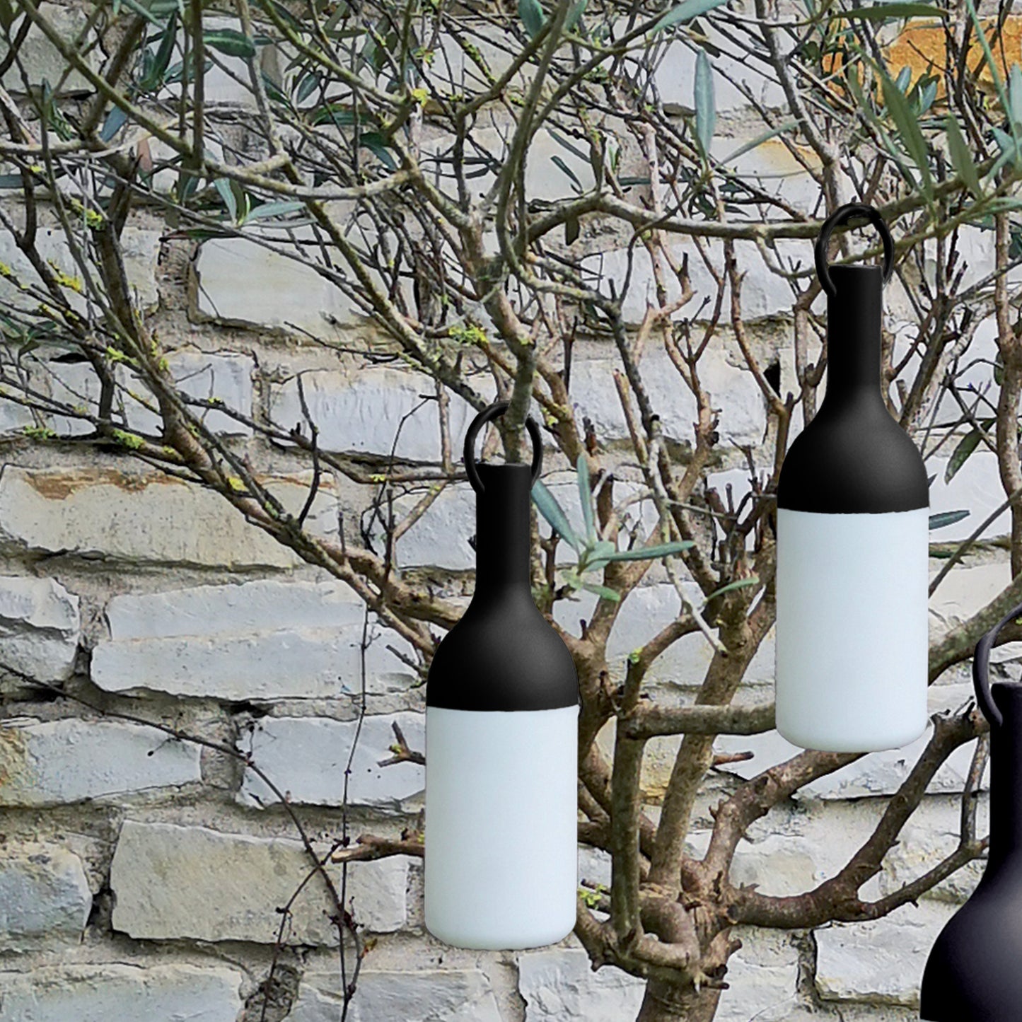 Lanterne sans fil LED blanc chaud ELO MINI NOIRE H22cm