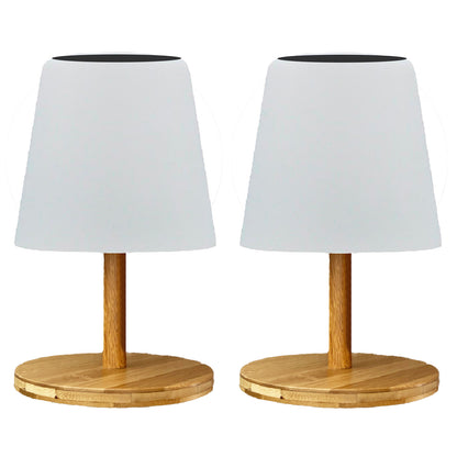 Lot de 2 lampes de table solaires et USB effet bois LED blanc chaud dimmable 2x STANDY MINI WOOD SOLAR H25cm