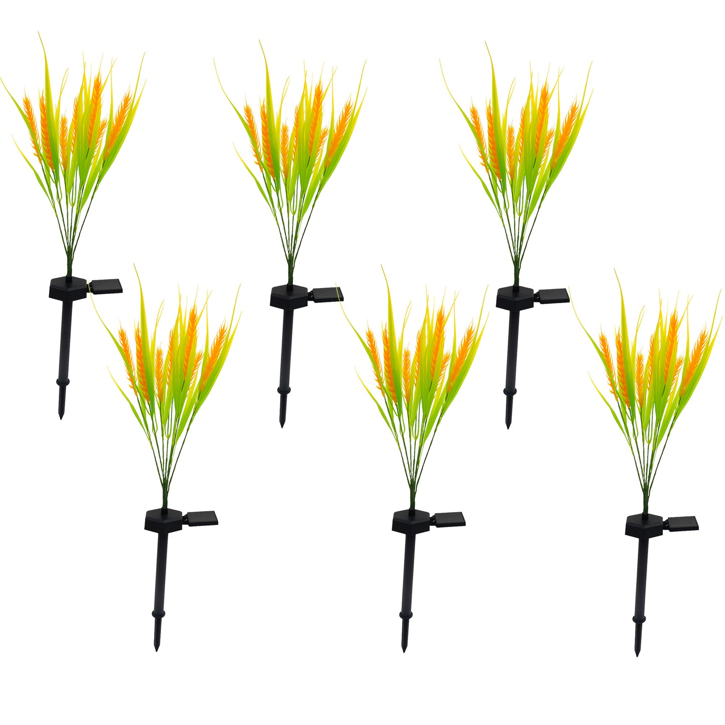 Lot de 6 balises plantes solaires à piquer LED blanc chaud 6x FERNY H58cm