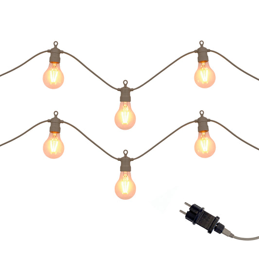 Guirlandes lumineuses extérieur raccordables taupe 20 globes transparents LED blanc chaud PARTY MAX CLEAR TAUPE 13m