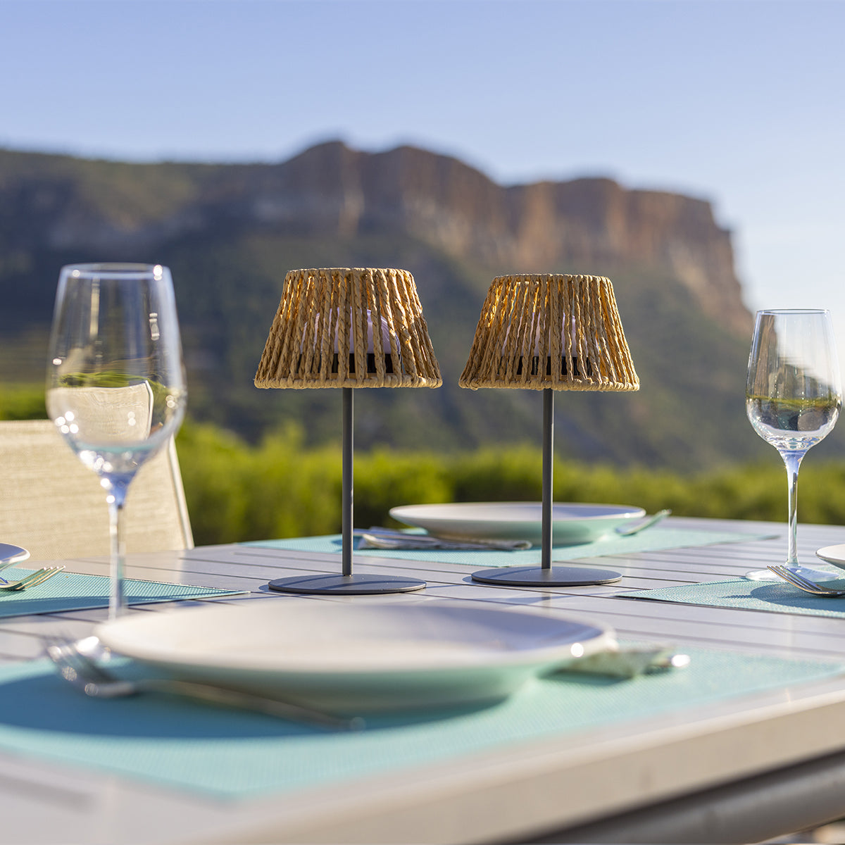 Lot de 4 minis lampes de table LED sans fil blanc dimmable 2X TWINS RAFFY H23.5cm