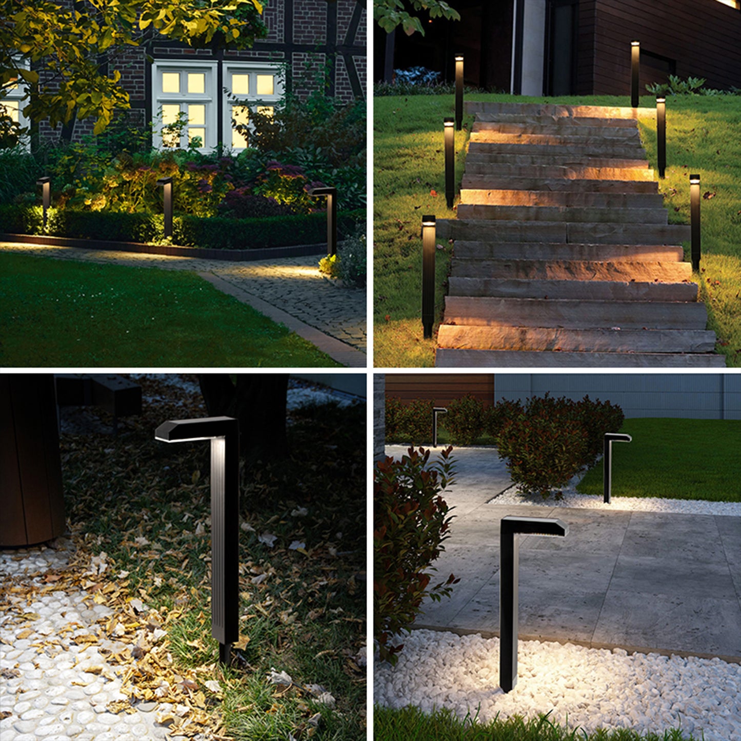 Lot de 4 balises solaires à piquer LED blanc chaud / froid 4X TORLY H40cm