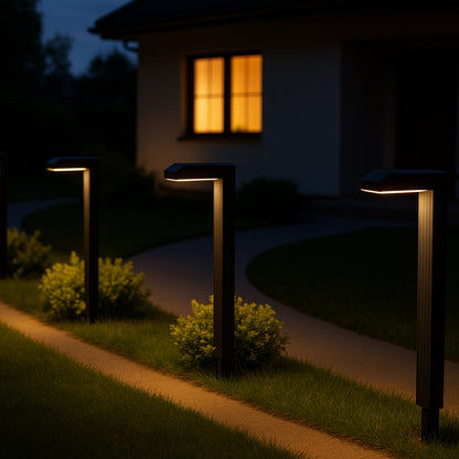 Lot de 4 balises solaires à piquer LED blanc chaud / froid 4X TORLY H40cm