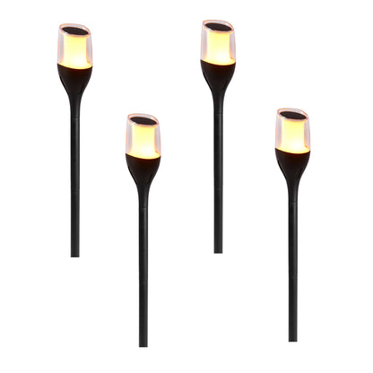 Lot de 4 torches solaires  effet flamme LED blanc chaud 4X FARELY H64,5cm