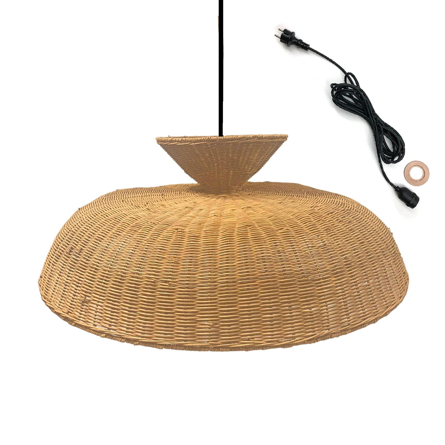 Suspension sur secteur pour l'extérieur DARMA OUTDOOR CABLE en rotin naturel style bohème 5m de longueur de câble