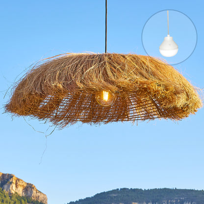 Suspension HAVANA NOMAD en herbe marine style bohème avec ampoule LED blanc/RGB nomade