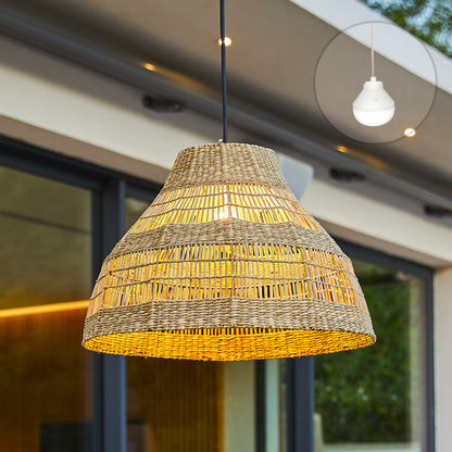 Suspension MERIDA NOMAD en herbe marine style bohème avec ampoule LED nomade