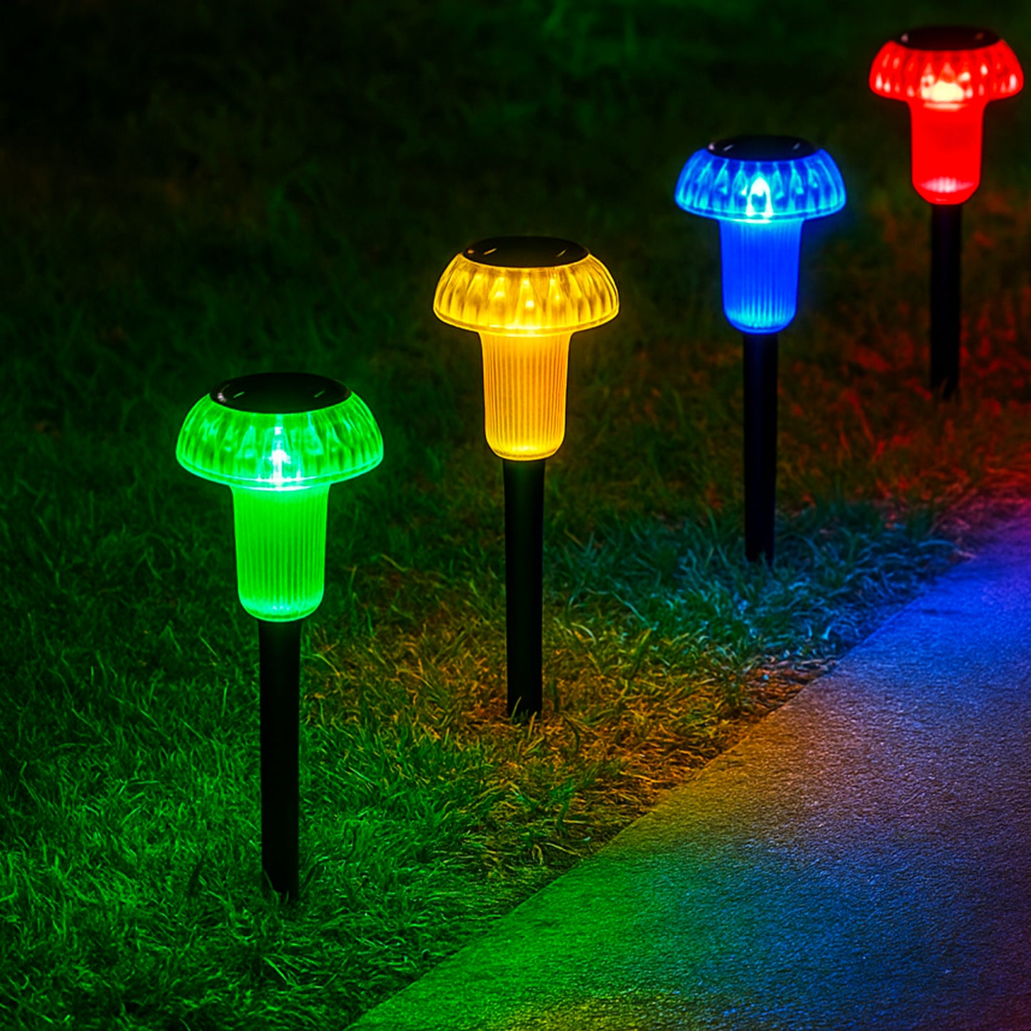 Lot de 4 balises solaires champignons multicolores 4x MUSHY H24cm