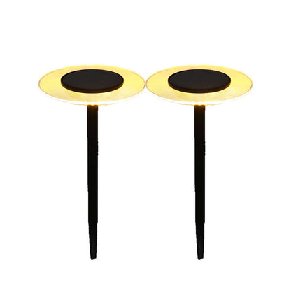 Lot de 2 balises solaires à piquer LED blanc chaud UFO H35cm