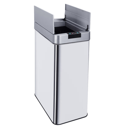 Poubelle de cuisine automatique 60L SILVERLAKE en acier Inox avec cerclage Ouverture papillon grande capacité - REDDECO.com