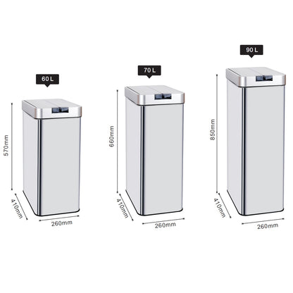 Poubelle de cuisine automatique 60L SILVERLAKE en acier Inox avec cerclage Ouverture papillon grande capacité - REDDECO.com