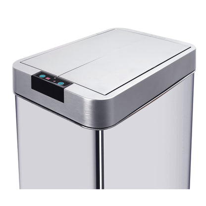 Poubelle de cuisine automatique 60L SILVERLAKE en acier Inox avec cerclage Ouverture papillon grande capacité - REDDECO.com