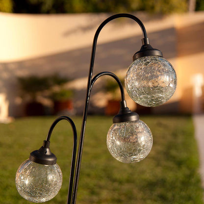 Balise solaire décorative 3 boules verres craquelées LED blanc TREE BALL H82cm - REDDECO.com