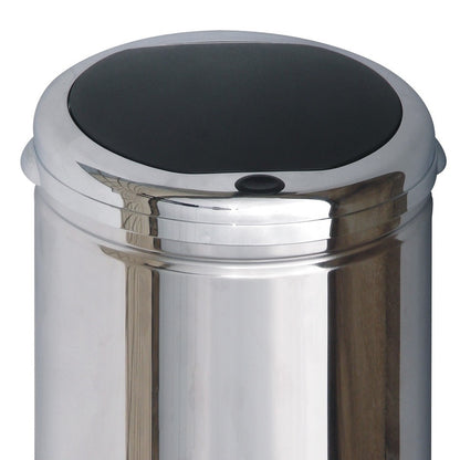 Couvercle pour poubelle push rond modèle TOKYO Chrome et noir Ouverture par simple pression