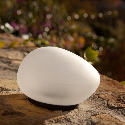 Lampe solaire décorative galet LED blanc SOLENZARA ∅15cm - REDDECO.com