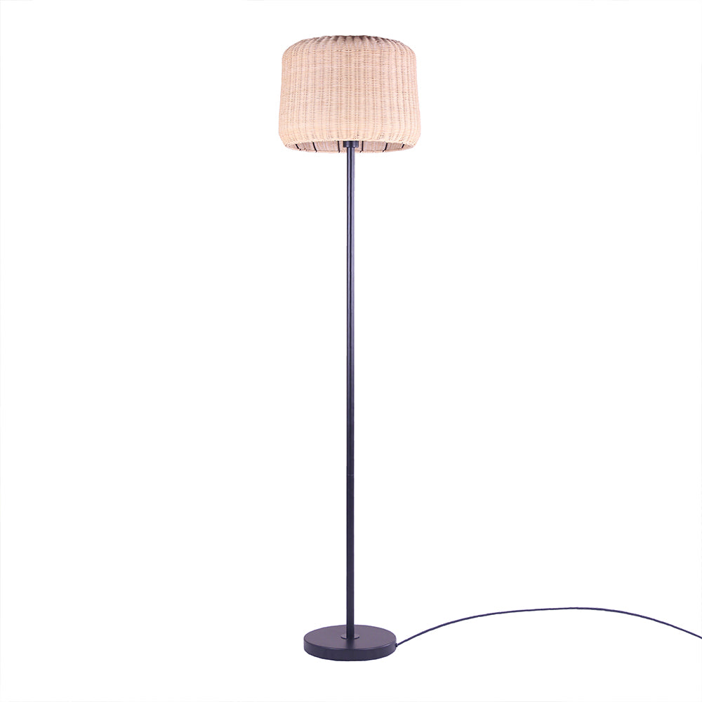 Lampadaire DIEGO en rotin naturel et métal avec douille E27 H166 cm