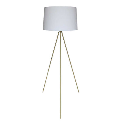 Lampadaire tripode ELLIA GOLD abat-jour en tissu blanc et pied en métal finition laiton avec douille E27 H140 cm