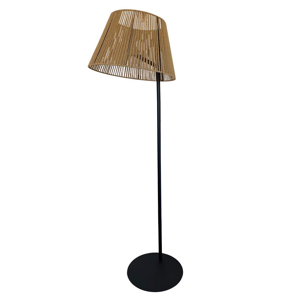 Lampadaire sans fil pied metal LED blanc et multicolore dimmable OCTAVIO en corde naturelle H170cm avec télécommande