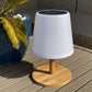 Lampe de table solaire et rechargeable LED blanc chaud/blanc dimmable pied en bambou STANDY MINI WOOD SOLAR H25cm