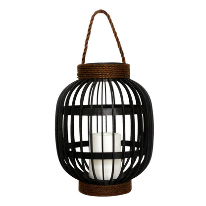 Lanterne solaire décorative poignée en corde effet bougie LED blanc chaud FIDJY H30cm - REDDECO.com