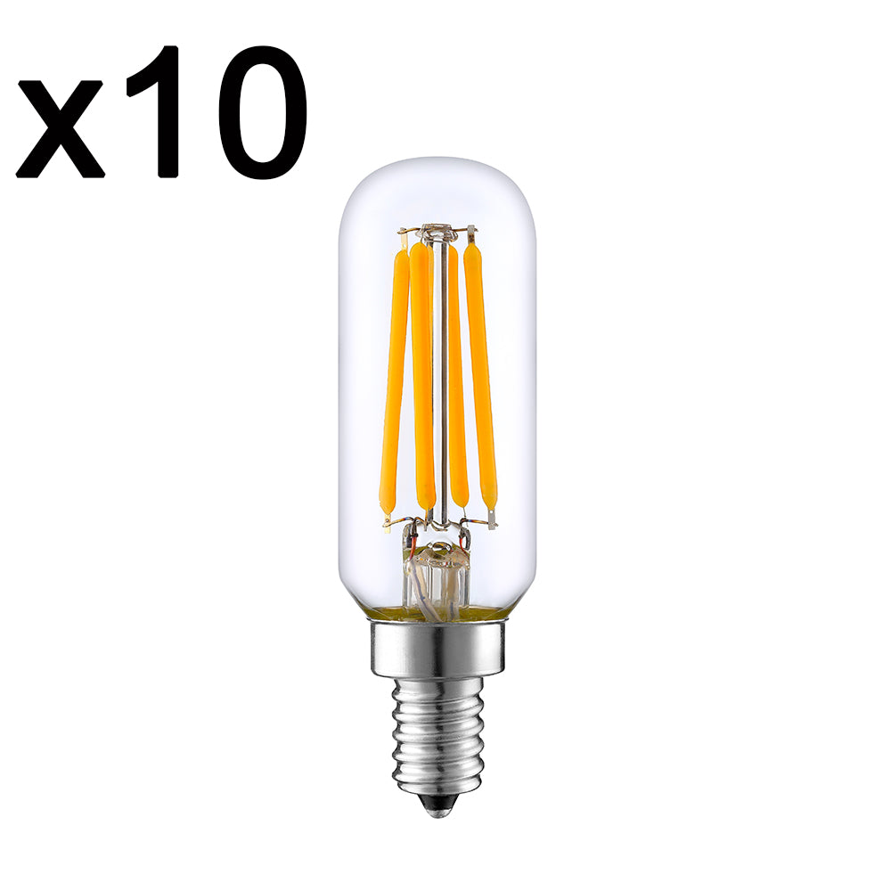 Lot de 10 Ampoule filament LED E14 blanc chaud PLUTON T25 4W H9cm